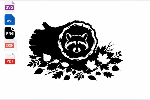 Download Cute Raccoon in Log Fall Leaves SVG Cut - Leaves Collection