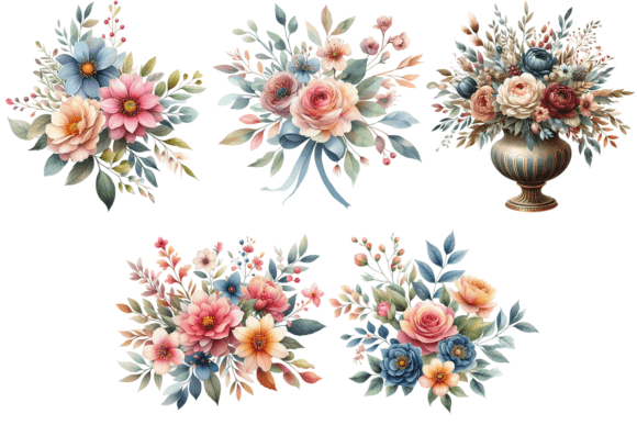 Download 5 Watercolor Flowers and Leaves Bundle - Leaves Collection