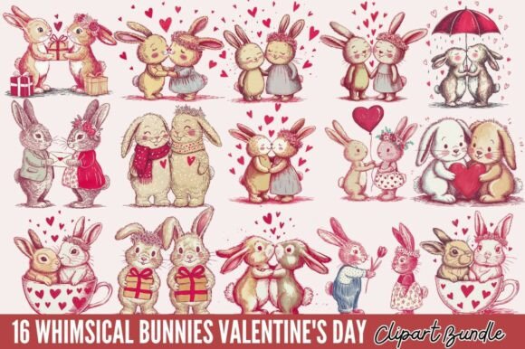 Download Whimsical Bunnies Valentine's Day Bundle - Premium Resources